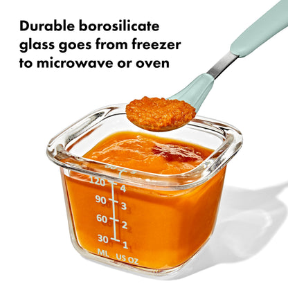 OXO Tot Glass Baby Blocks Food Storage Containers (4 oz) - Opal