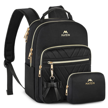 MATEIN Mini Backpack for Women, Waterproof Stylish Daypack Purse Shoulder Bag, Lightweight Small Casual Daily Travel Backpack Mochilas Para Mujer, Lady Girls Gifts for Work School, 2pcs Sets, Black