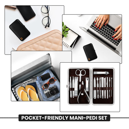Utopia Care Nail Clippers Professional Nail Kit or Manicure Kit for Women and Men, Stocking Stuffers or Groomsmen Gifts 16Pcs Pedicure Set for Fingernail, Toenail Clippers with Travel Case