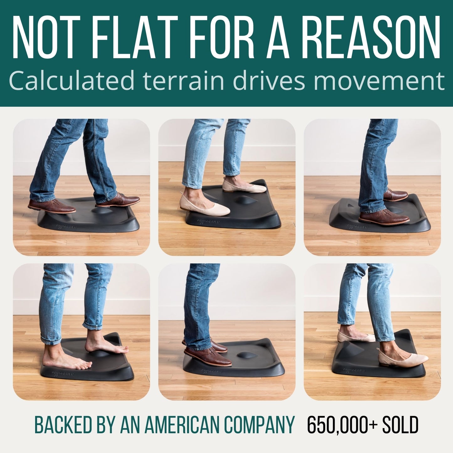 Standing Desk Mat - Topo Mini by Ergodriven | The Smaller Not-Flat Anti-Fatigue Standing Desk Mat with Calculated Terrain | Ultra-Thick Premium Comfort Foam, Durable, No PFAs or PVC | Obsidian Black