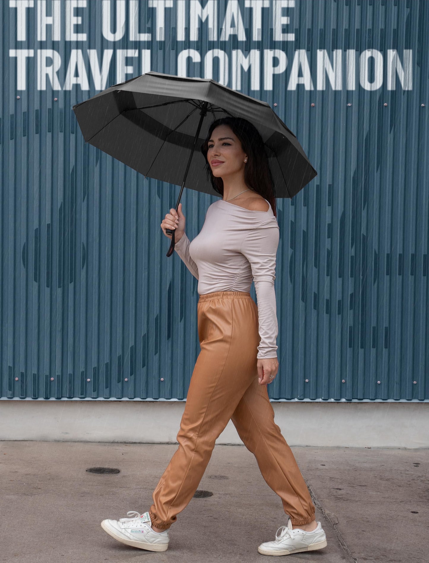 REPEL Windproof Travel Umbrella - Compact & Withstands Winds up to 85MPH, Strongest Premium Auto Folding Umbrella for Rain and Sun - Durable, Light & Portable for Women & Men, Fits Backpack & Cars