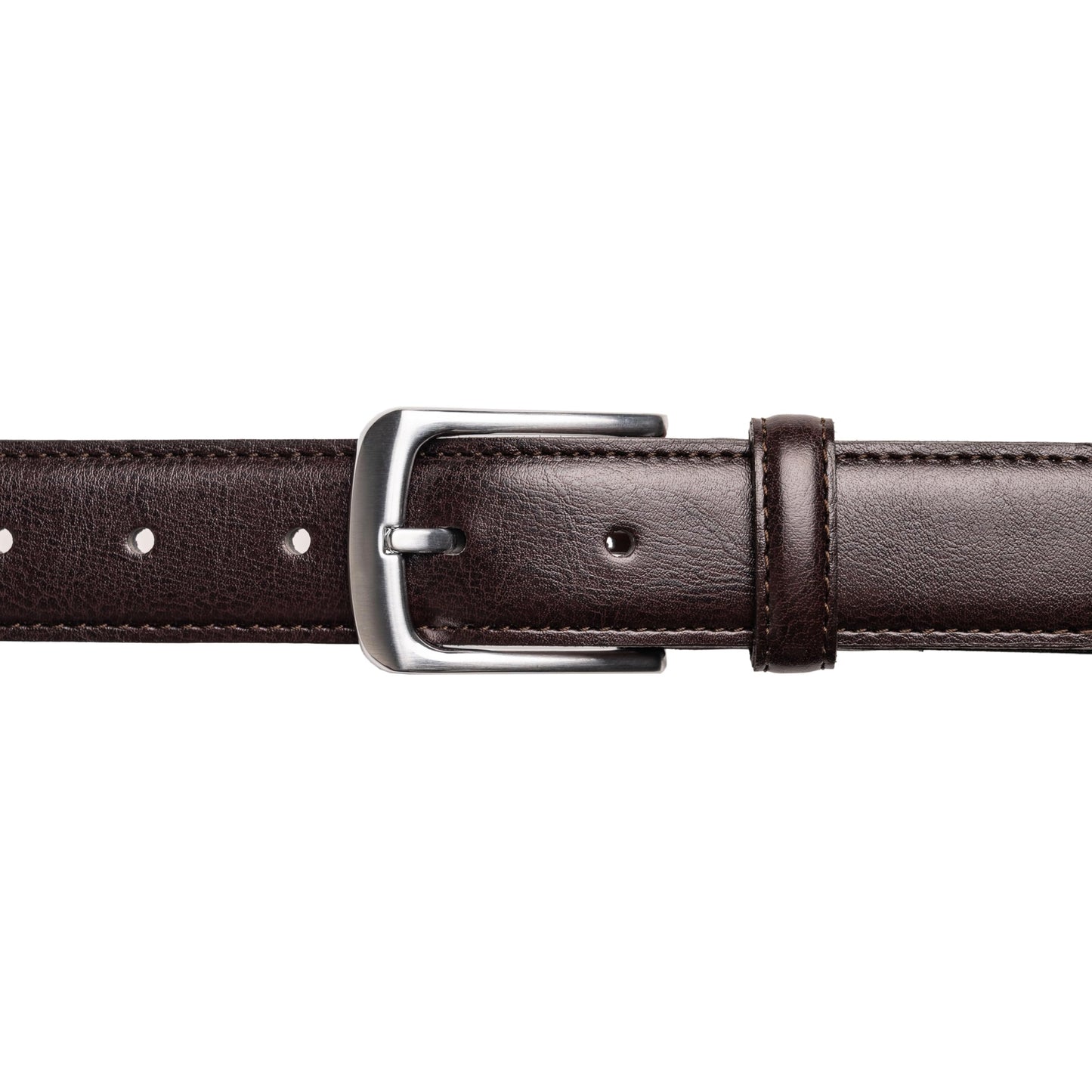 Vince Camuto Belts Men | 32mm Brown Genuine Leather with Edge Stitch Detailing and Nickel Buckle | Size 34