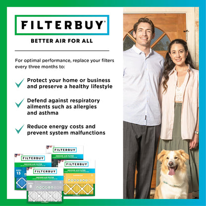 Filterbuy 20x24x4 Air Filter MERV 8 Essential Dust & Allergy Defense (2-Pack), Electrostatic Pleated HVAC AC Furnace Filters Replacement, Made in USA (Actual Size: 19.38 x 23.38 x 3.63)