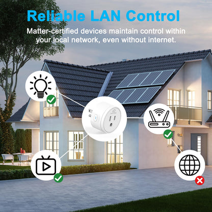 EIGHTREE Matter Smart Plug 𝗛𝗼𝗺𝗲𝗸𝗶𝘁 𝗦𝘂𝗽𝗽𝗼𝗿𝘁𝗲𝗱 𝗛𝘂𝗯 𝗥𝗲𝗾𝘂𝗶𝗿𝗲𝗱, Smart Plugs That Compatible with Alexa & Google Home, WiFi Plug w/Remote Control, Timer & Schedule 2.4GHz Wi-Fi