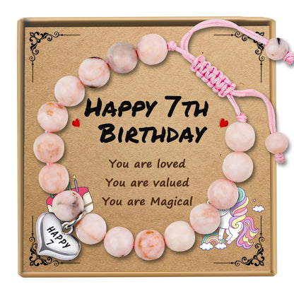 Sereney 7 Year Old Girl Birthday Gifts, Adjustable Beaded Bracelet as 7th/7yr Year Old Girl Birthday Gifts for Seven Daughter Niece Granddaughter Girl