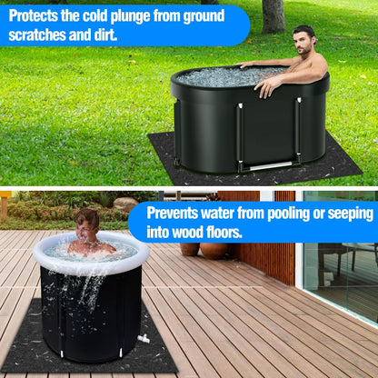 Cold Plunge Protective Floor Mat, 50"X50" Ice Bath Tub Mat Indoor Outdoor, Protector Mat for Cold Plunge Tub Ice Bath Tub, Waterproof Slip-Proof Backing, Cold Plunge Ice Bath Accessories
