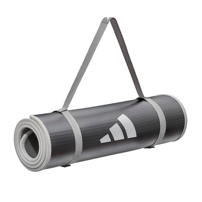 Adidas 10mm Extra Thick Training Mat with Carrying Strap and Non-Slip Textured Base - Cushioned Workout Mat for Home Gym, Floor Workouts, and Intense Exercises - Portable and Durable