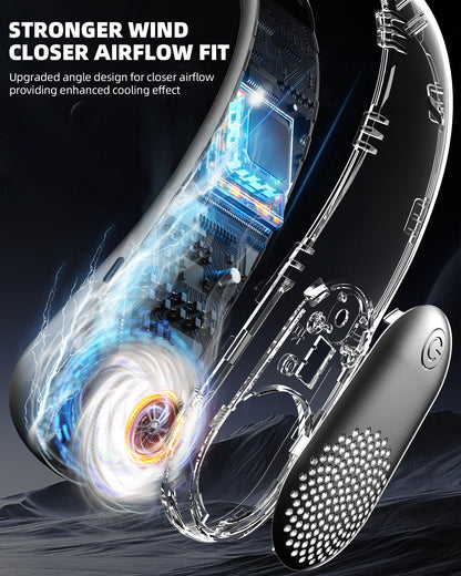 Neck Fan, Portable Personal Fan around Neck, 4000 mAh Battery Operated with LED Display, 3 Wind Speed, Fast Cooling, Ultra Quiet, USB Rechargeable Fan Men Women Outdoor Indoor