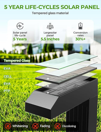 Solar Pathway Lights Outdoor 4 Pack, 3 Color in 1 Bright Landscape Lighting with Cool/Warm/Daylight White Modes, Auto On/Off, IP65 Waterproof for Yard Garden Patio Walkway Sidewalk Lawn Decor