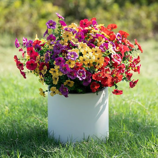12 Bundles Artificial Flowers for Outdoors Decorations, Spring Summer Multicolor Realistic Faux Silk Daisy, UV Resistant Fake Flowers for Patio Home Decor Garden Planter Window Box Yard
