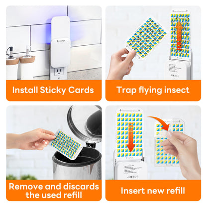 Mosalogic Fruit Fly Traps for Indoors Gnat Trap for House Indoor-600 Sqft Protection Area UV Fly Insect Trapper for Fruit Flies，Gnat，Mosquito，and Other Flying Insect Plug in Bug Killer White