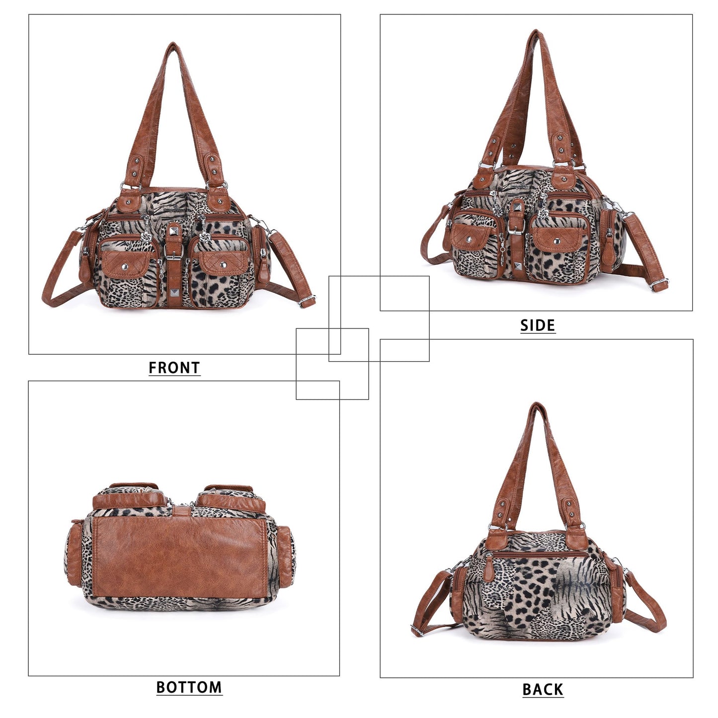 Angel Kiss Hobo Crossbody Purses for Women Shoulder Bag Multipocket Soft Hobo Purses Removable Strap Leather Handbags