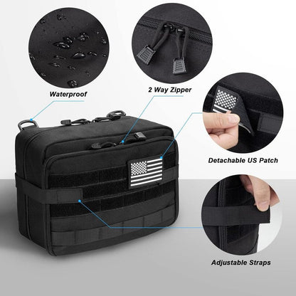 Tactical Molle Pouch - Large Utility Tool Organizer with Expandable Design | Includes Medical Pocket & U.S.A Patch