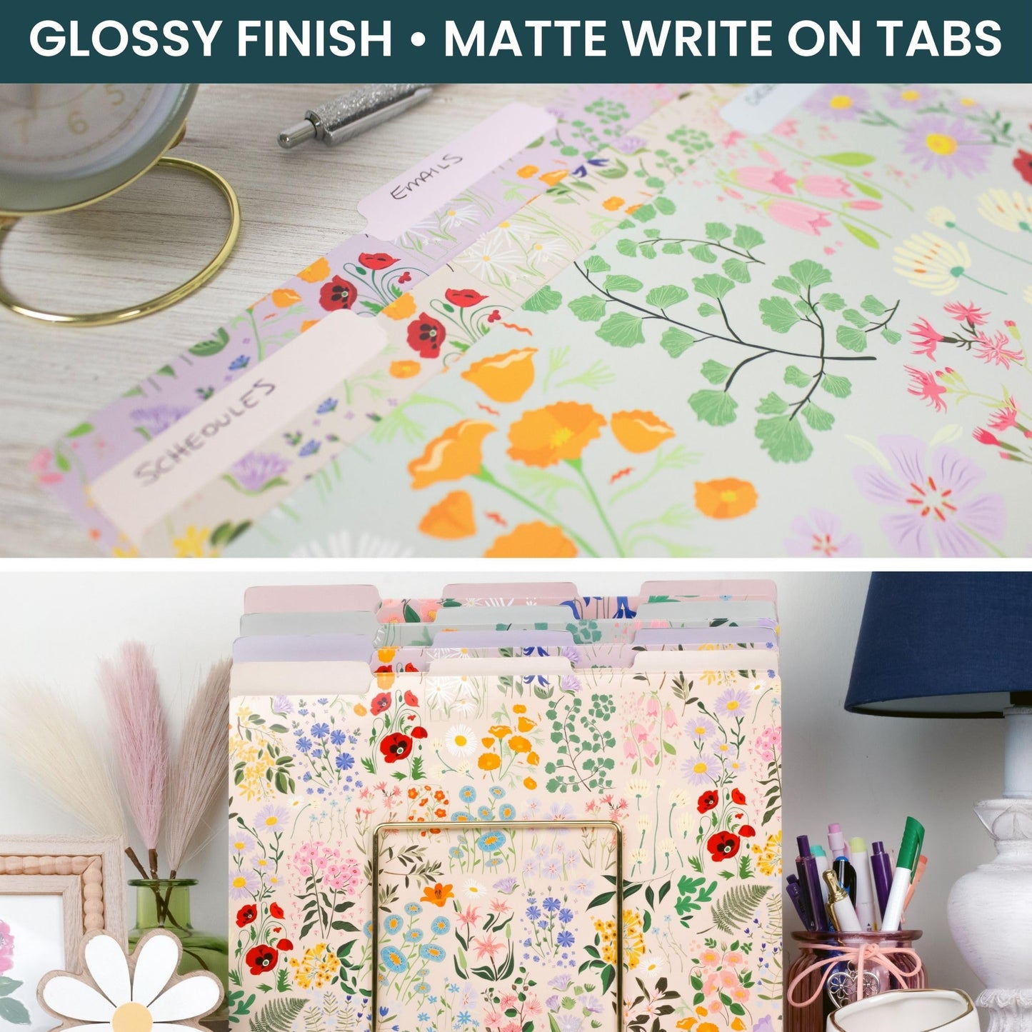 bloom daily planners Decorative File Folders - Set of 12 Letter Size (8.5” x 11”) Organizers, 1/3 Cut Tabs - Aesthetic Floral Folders for School & Office - Garden Party