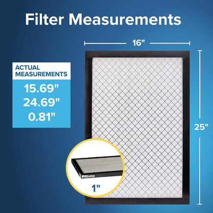 Filtrete 16x25x1 AC Furnace Air Filter, MERV 14, MPR 2500, Premium Ultra Fine Particle, 3-Month Pleated 1-Inch Electrostatic Air Cleaning Filter, 2-Pack (Actual Size 15.69 x 24.69 x 0.81 in)