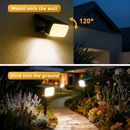 Solar Spot Lights Outdoor Waterproof IP65, [8 Pack/100 LED/4 Modes] Solar Landscape Spotlights, Auto On/Off Solar Powered Flood Lights for Outside Yard Garden Pathway(Warm White)