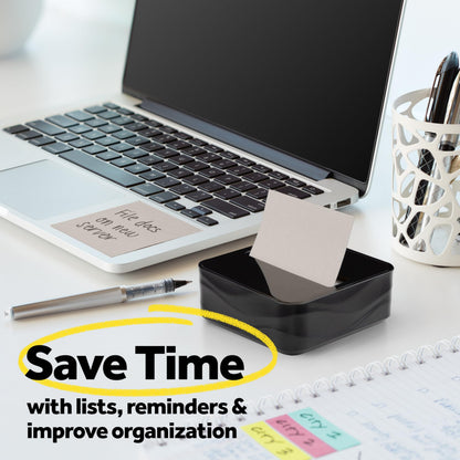 Post-it Note Dispenser, Sticky Note Holder, Black Wave Design, Includes 3 Pads of 90 Sheets of 3 in x 3 in Pop-Up Notes, Classroom or Office Supplies