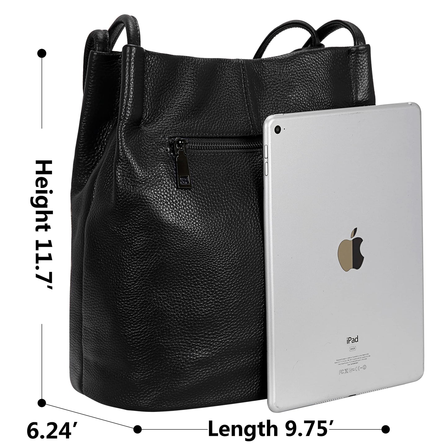 Iswee Large Tote Bag for Women Premium Leather Work Tote with Pockets Professional Designer Purse for Office Travel and Daily Use Bucket Bag (2025 Trendy Styles) (Black)
