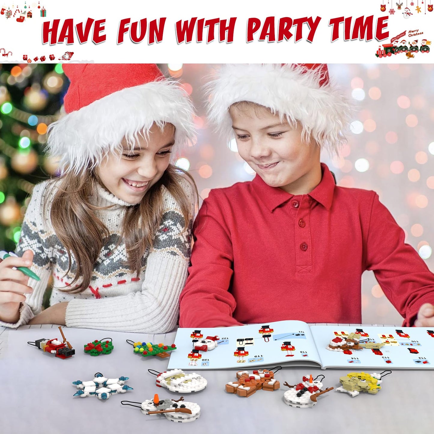 DECMIOX Christmas Ornaments Building Set, 11-in-1 Christmas Tree, Wreath, Santa, Reindeer, Gingerbread, Polar Bear, Snowflake, 2025 Xmas Holiday Stocking Stuffer Toys Gifts for Kids Boys Girls
