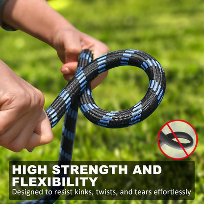 Garden Hose 100 ft, 2025 Upgarded Flexible Water Hose 100ft With 10-Pattern Spray Nozzle, Kink-Free, Lightweight, Durable, Leak-Proof Solid Brass Fittings (Black & Blue)