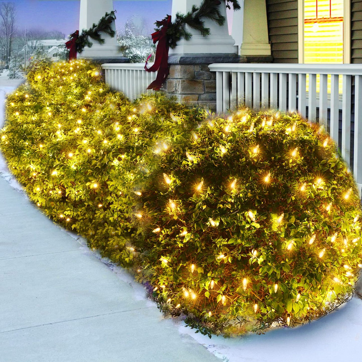 Efunly LED Christmas Net Lights for Bushes Outdoor,100 LED 5ftx5ft Waterproof 8 Modes Connectable Mesh Lights for Bushes,Garden,Yard,Trunk,Outdoor Christmas Decorations