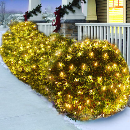 Efunly LED Christmas Net Lights for Bushes Outdoor,100 LED 5ftx5ft Waterproof 8 Modes Connectable Mesh Lights for Bushes,Garden,Yard,Trunk,Outdoor Christmas Decorations