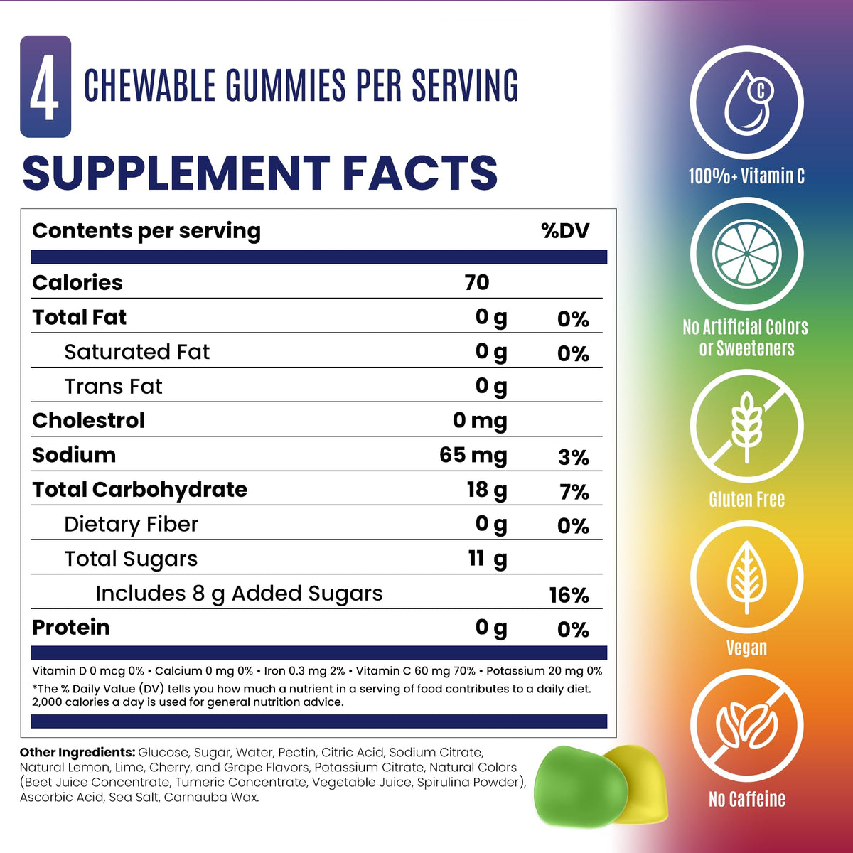 SaltStick Energy Gummies Rainbow Blast - 10 Packets/20 Servings