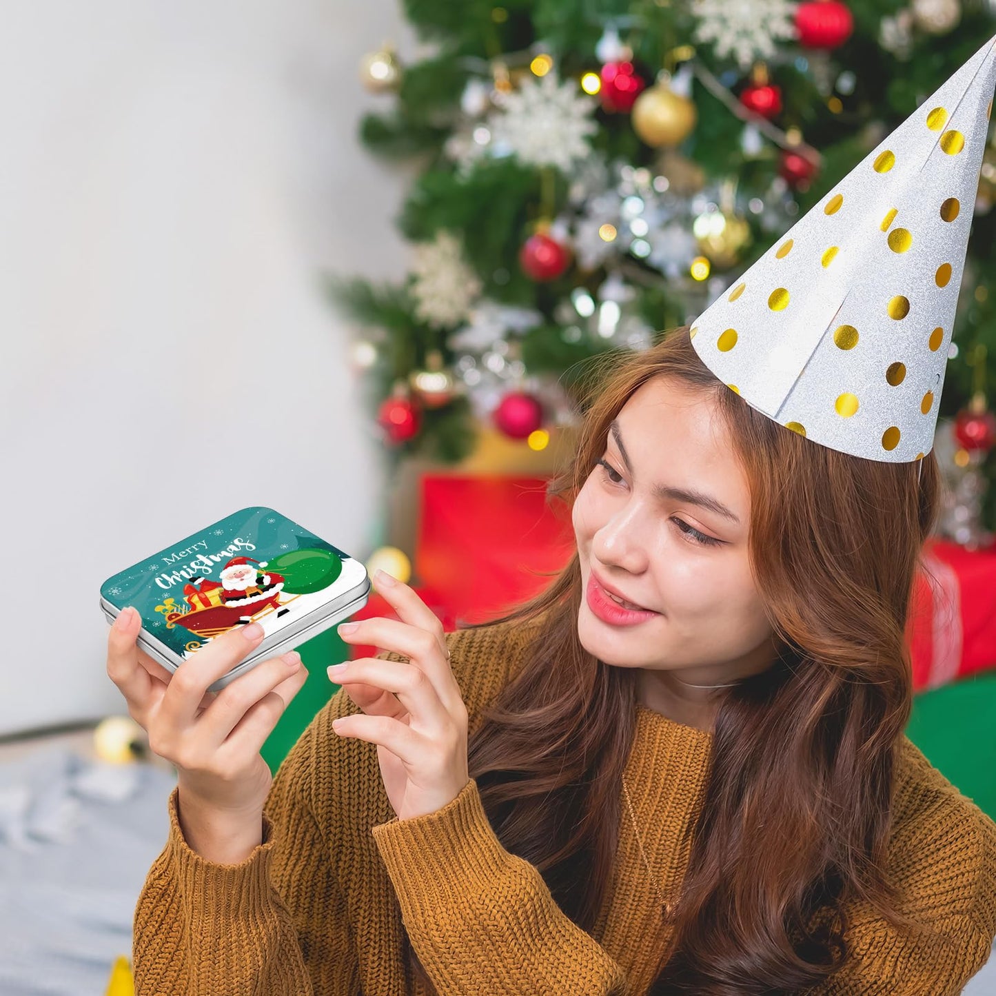 Peryiter 10 Pcs Novelty Christmas Poop Empty Mint Tins Christmas Mint Tins Funny Gag Gifts, 3.9 x 3.5 x 0.5 Gift Bag Stuffer Xmas, White Elephant Exchange Gifts, Mini Tin Without Candy(Stylish Style)