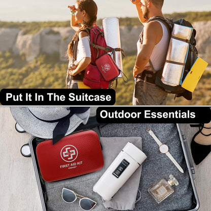 VRIEXSD Premium First Aid Kit, 320 Piece Waterproof Hard Shell Eva First Aid Kit for Home, Camping, Cars, Hiking, Travel, Businesses & Outdoor Emergencies - Emergency Medical Kits (Red)