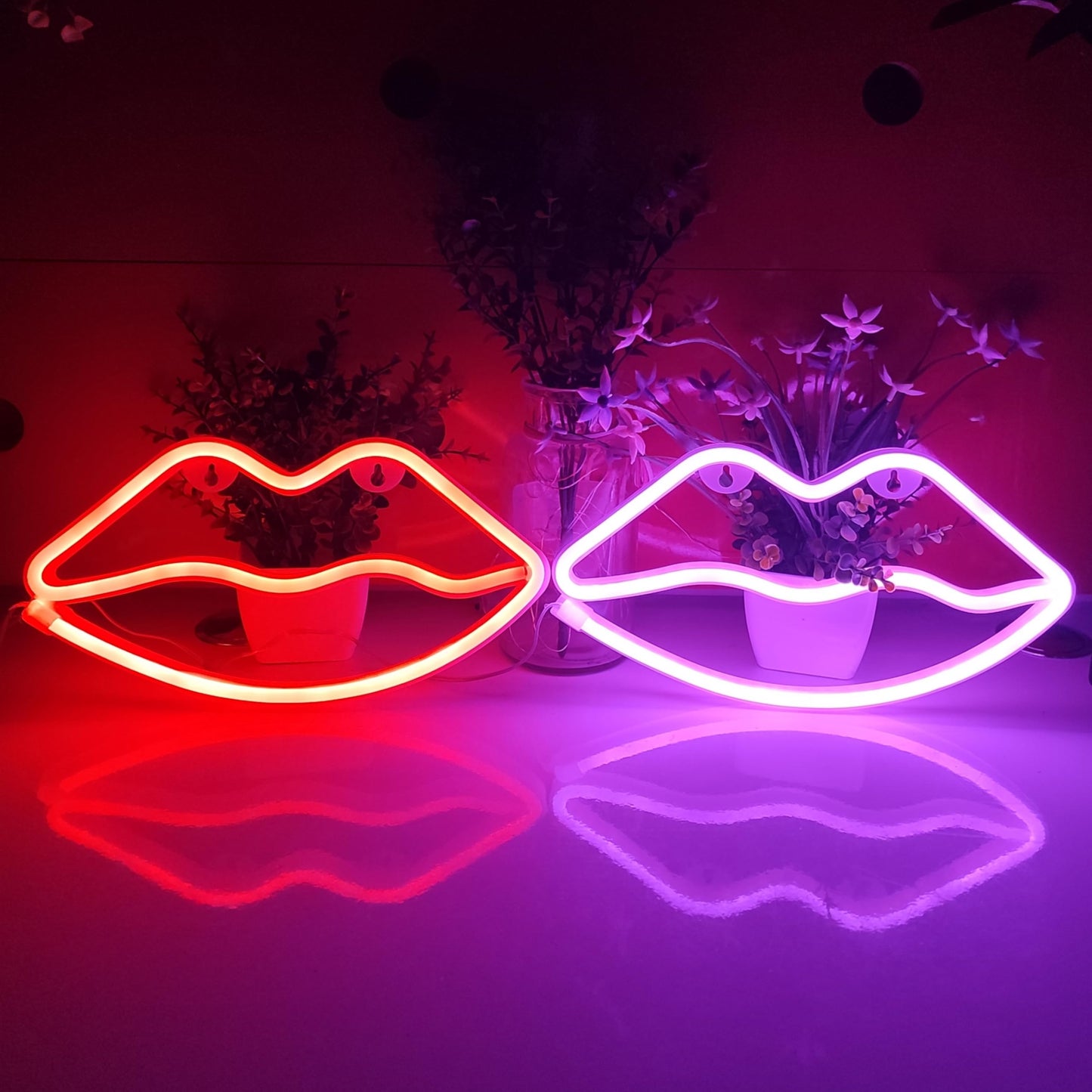 JYWJ Lip Neon Sign,USB or 3-AA Battery Powered Neon Light,LED Table Decoration,Bedroom Wall Decoration,Birthday Gift,Wedding Supplies Business Gift (Pink)