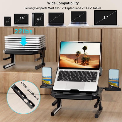 OImaster Laptop Stand for Desk, Phone Stand, Extended Laptops Riser, Elevator, 3 Height Adjustable, Rotatable Base, 10-17 Inches