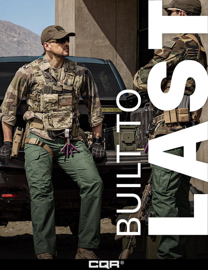 CQR Men's Tactical Pants, Water Resistant Ripstop Cargo Pants, Lightweight EDC Work Hiking Pants, Outdoor Apparel, Raider Mag Green Kelp, 38W x 34L