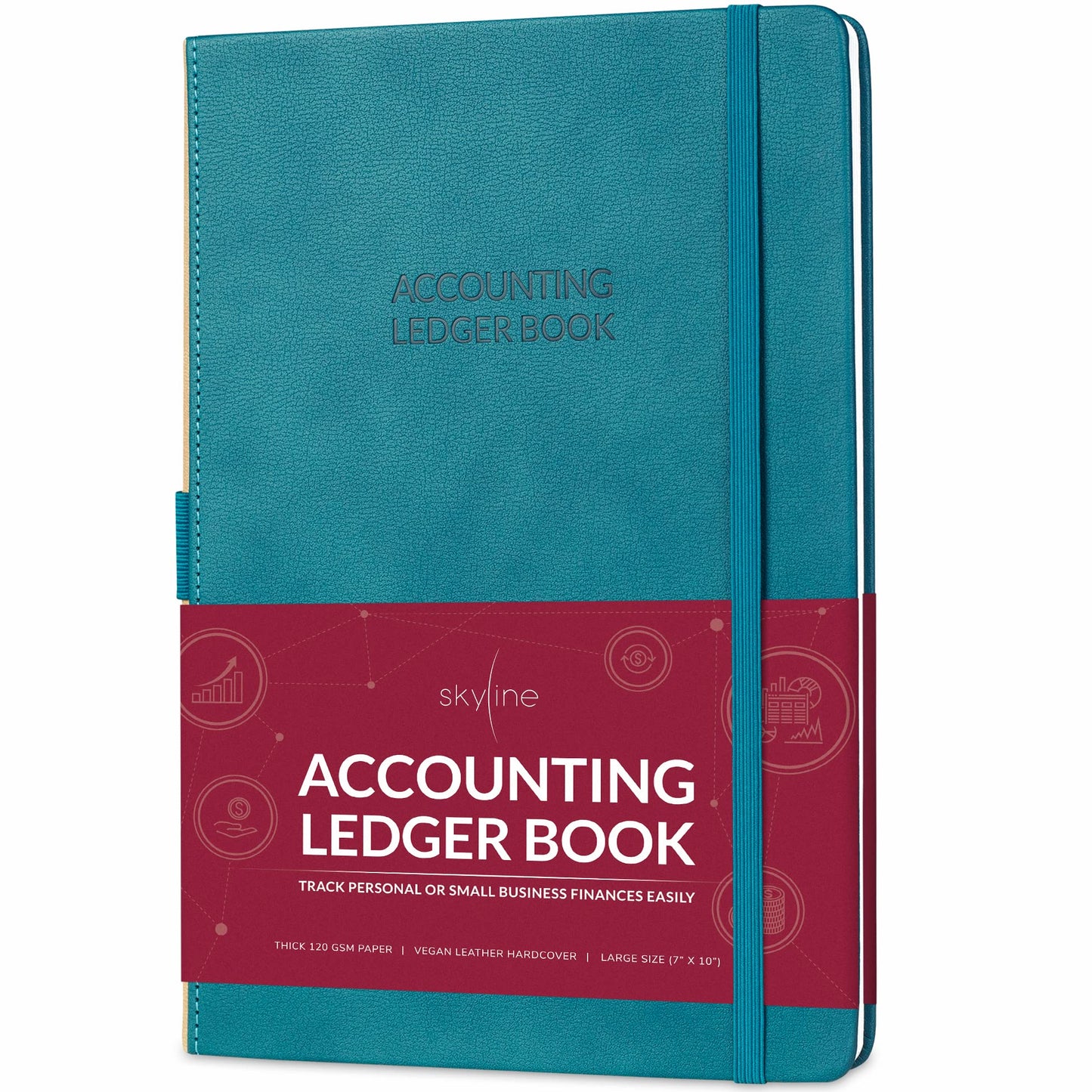 Skyline Accounting Ledger Book – Columnar Log Journal for Personal Use & Small Business Bookkeeping – Expense Log to Track Money Operations – Large Format, 7x10″, 4,712 Entries Total (Dark Teal)