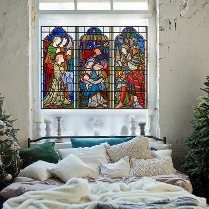 Spiareal Christmas Window Clings Nativity Decorations Reusable Non Adhesive Sticker Vinyl Religious Holiday and Door Decor Decals for Home Xmas (46.06 x 59.06 Inch)