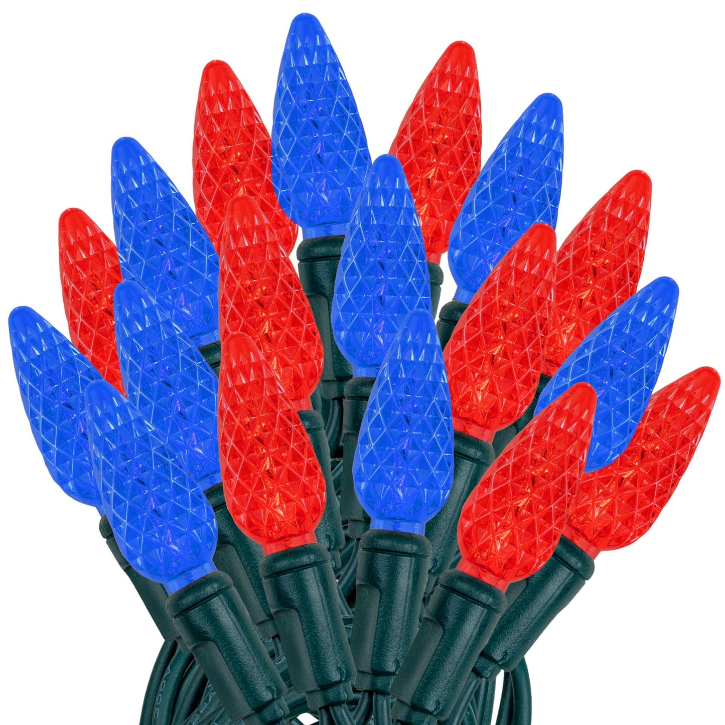 Novelty Lights 24FT 70 LED C6 LED Christmas String Lights, Outdoor Christmas Tree Commercial Grade LED String Lights, Permanent Christmas Lights Outdoor Tree Decorations Outdoor (Red/Blue)