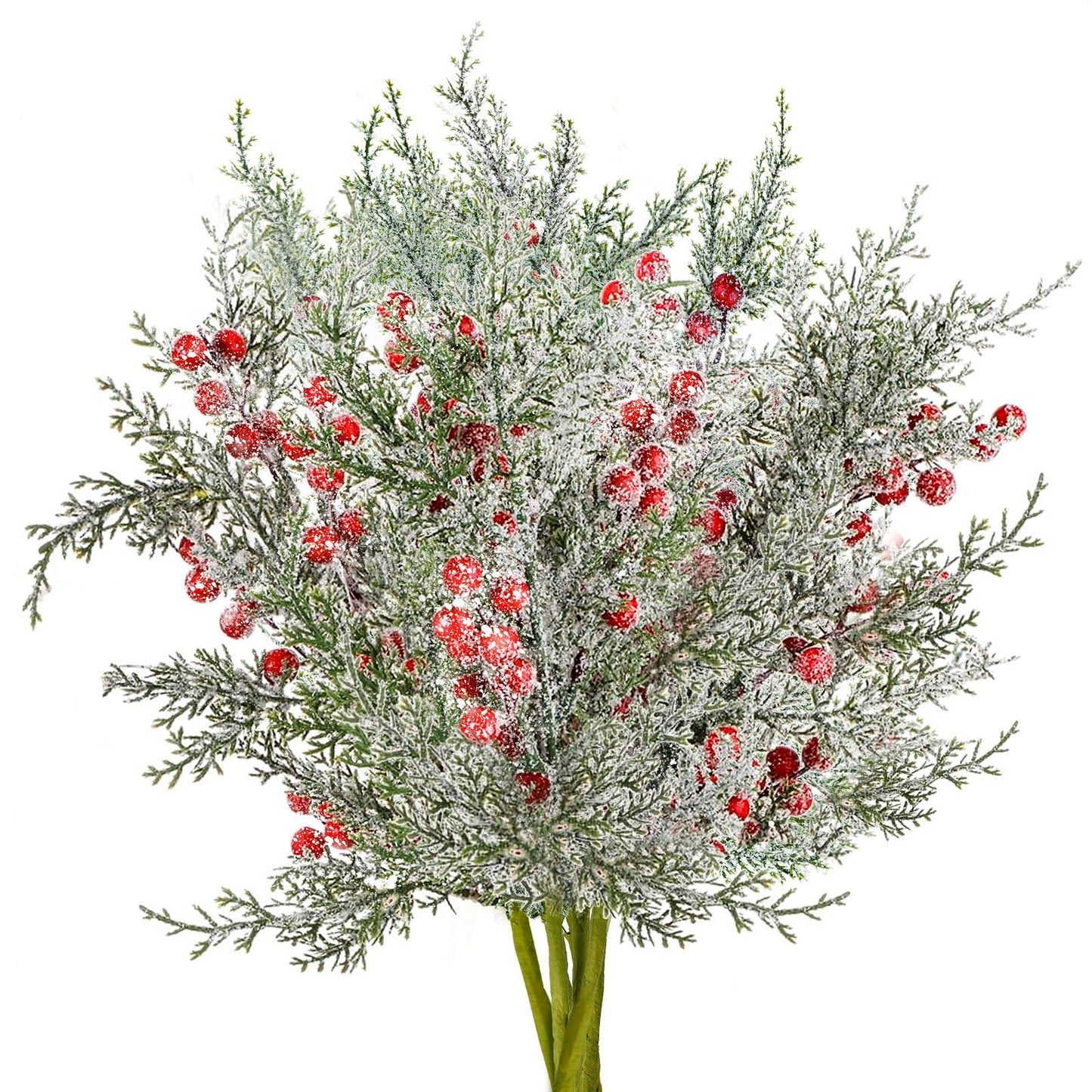 FloraSea 4 Pcs Christmas Picks, 17.5 Inch Artificial Christmas Flowers Picks Spray for Christmas Tree Wreath Floral Arrangement Vase Winter Holiday Season Décor
