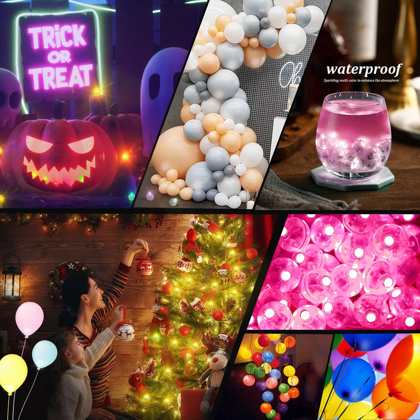 200pcs Pink LED Balloon Light, Mini Tiny Light Round Led Ball Lamp for Paper Lantern Balloon Indoor Outdoor Party Event Birthday Party Wedding Decoration Halloween Christmas Supplies