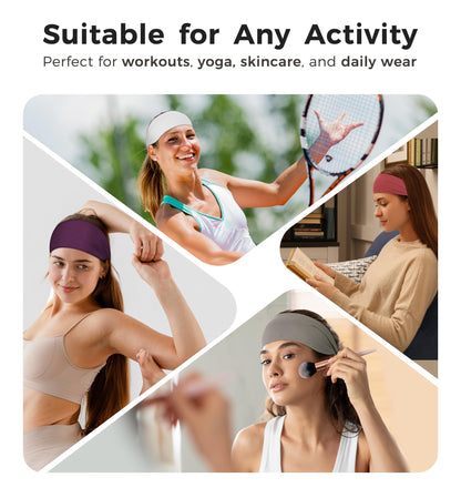 HiRui Headbands for Men & Women (5 Pack), Moisture Wicking No‑Slip Sports Headbands for Running, Workout, Yoga, Cycling, Gym, Soft Stretchy Sweatbands & Hair Bands for Everyday Wear