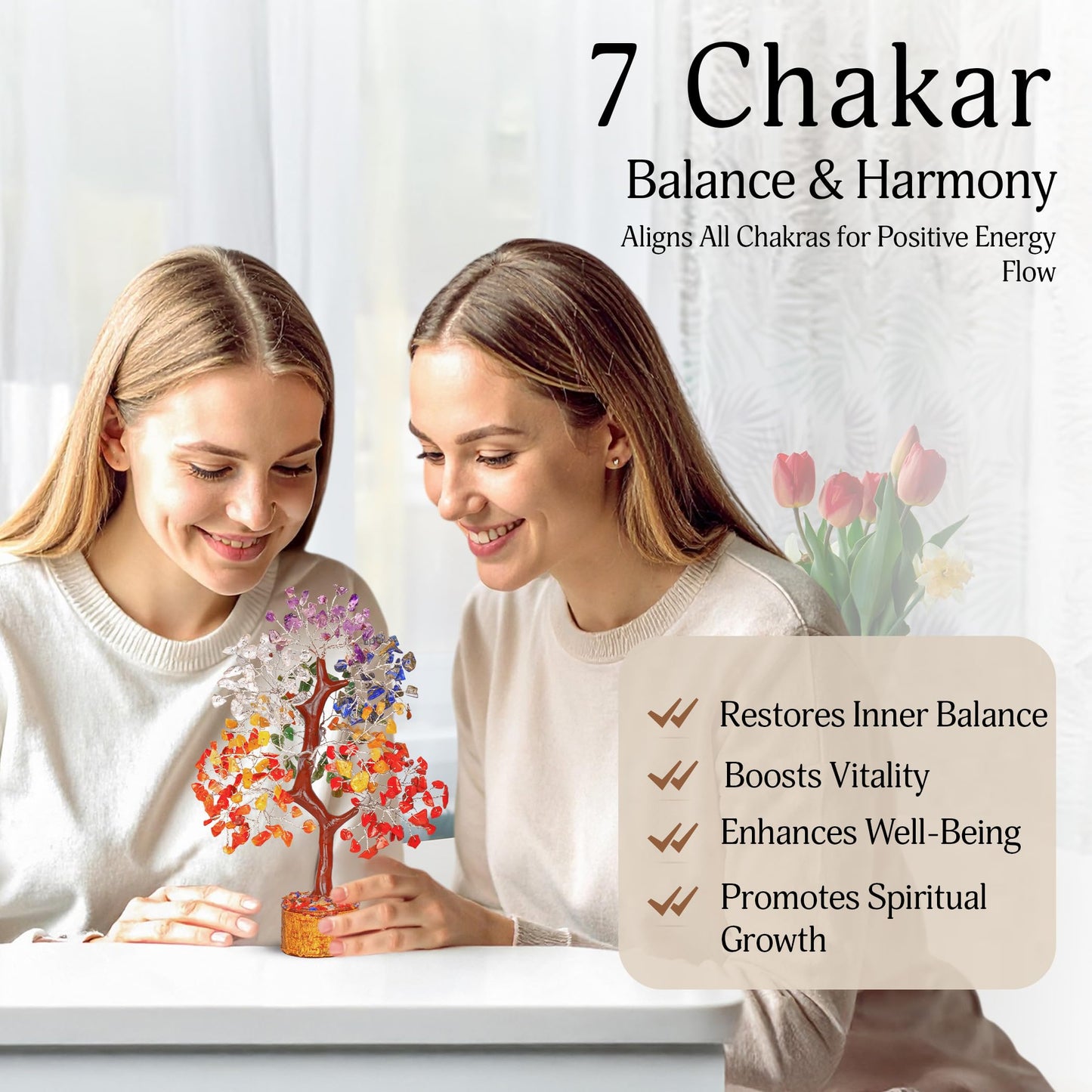 YATSKIA 7 Chakra Crystal Tree of Life, Gemstones and Crystals, Crystals Home Office Decor, Birthday Gifts for Women