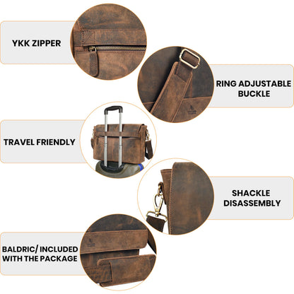 Genuine Leather Handmade Laptop Messenger Bag-16 Inch Satchel - Brown Shoulder Bag for Men & Women, Crossbody Work Bag for Travel, Office, and Daily Use