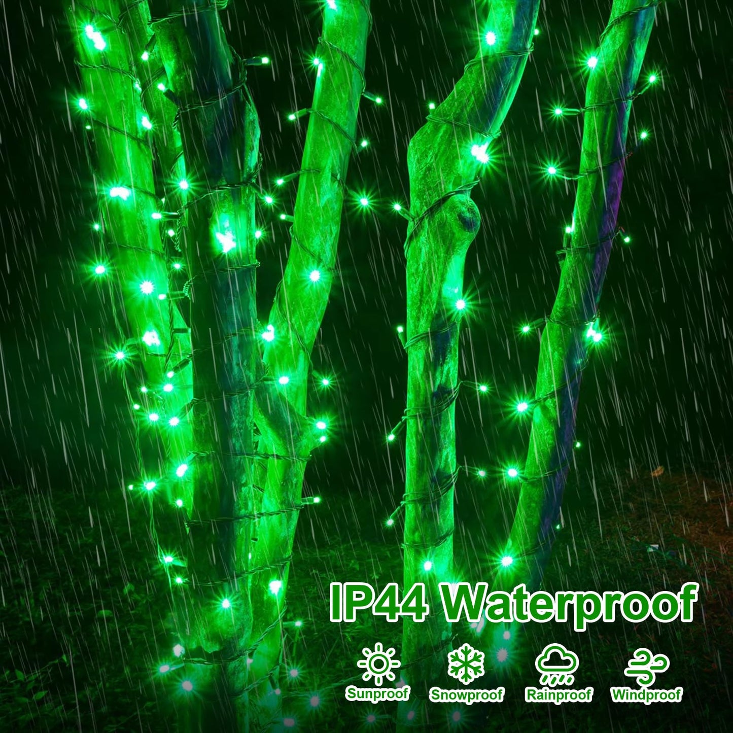 QITONG 500LED Green String Lights, 165ft Christmas Lights Outdoor Waterproof with Plug in, Green Wire Twinkle Tree Lights Indoor with 8 Modes