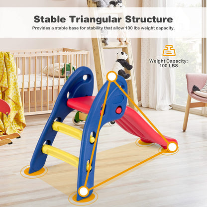 Baby Joy Folding Slide, Indoor First Slide Plastic Play Slide Climber Kids (Ellipse Rail)