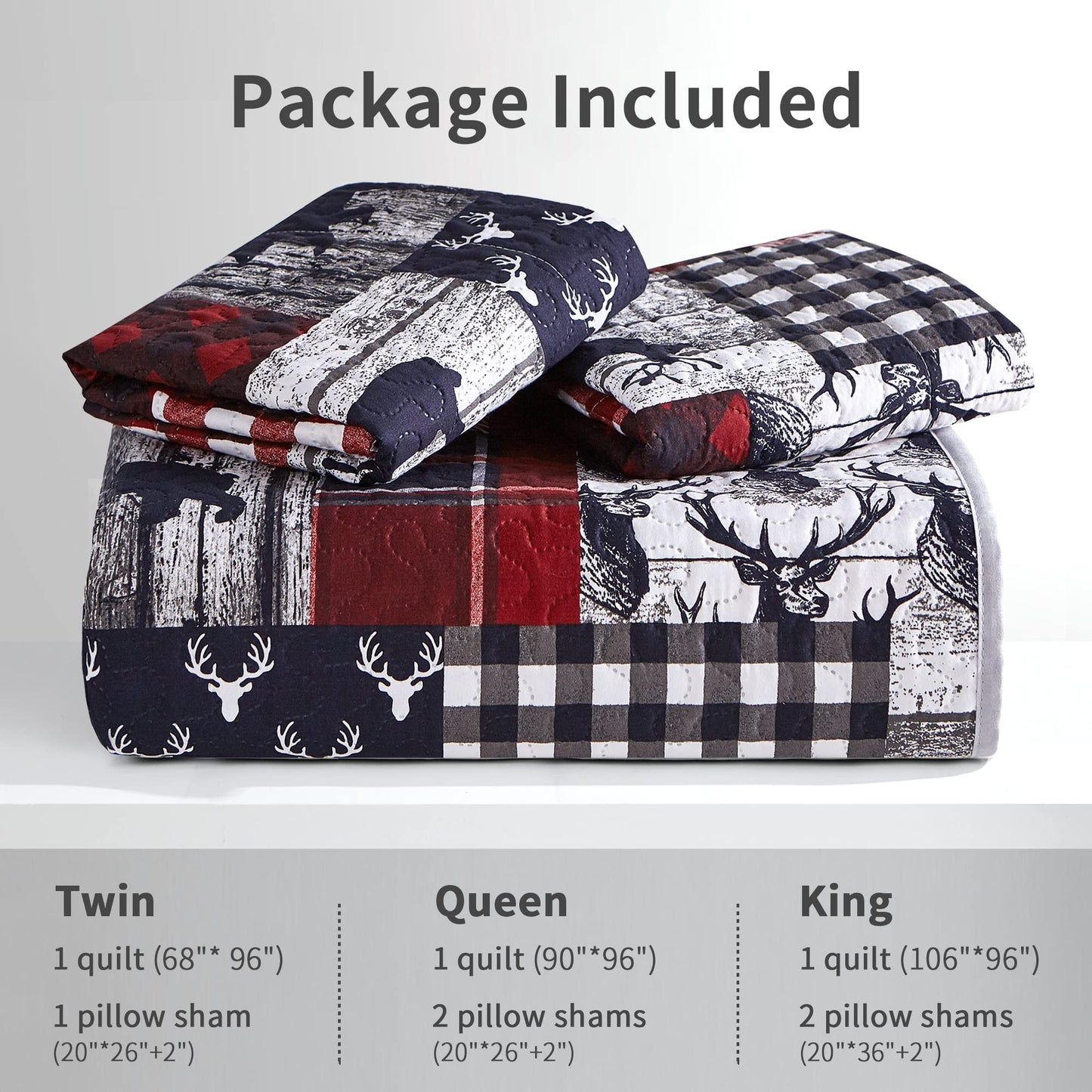 UMCHORD Cabin Quilt Set Queen, Christmas Rustic Quilt Coverlet Bed Set, 3-Piece Lightweight Reversible All Season Quilt Set, Lodge Bedspread Quilt with 2 Shams