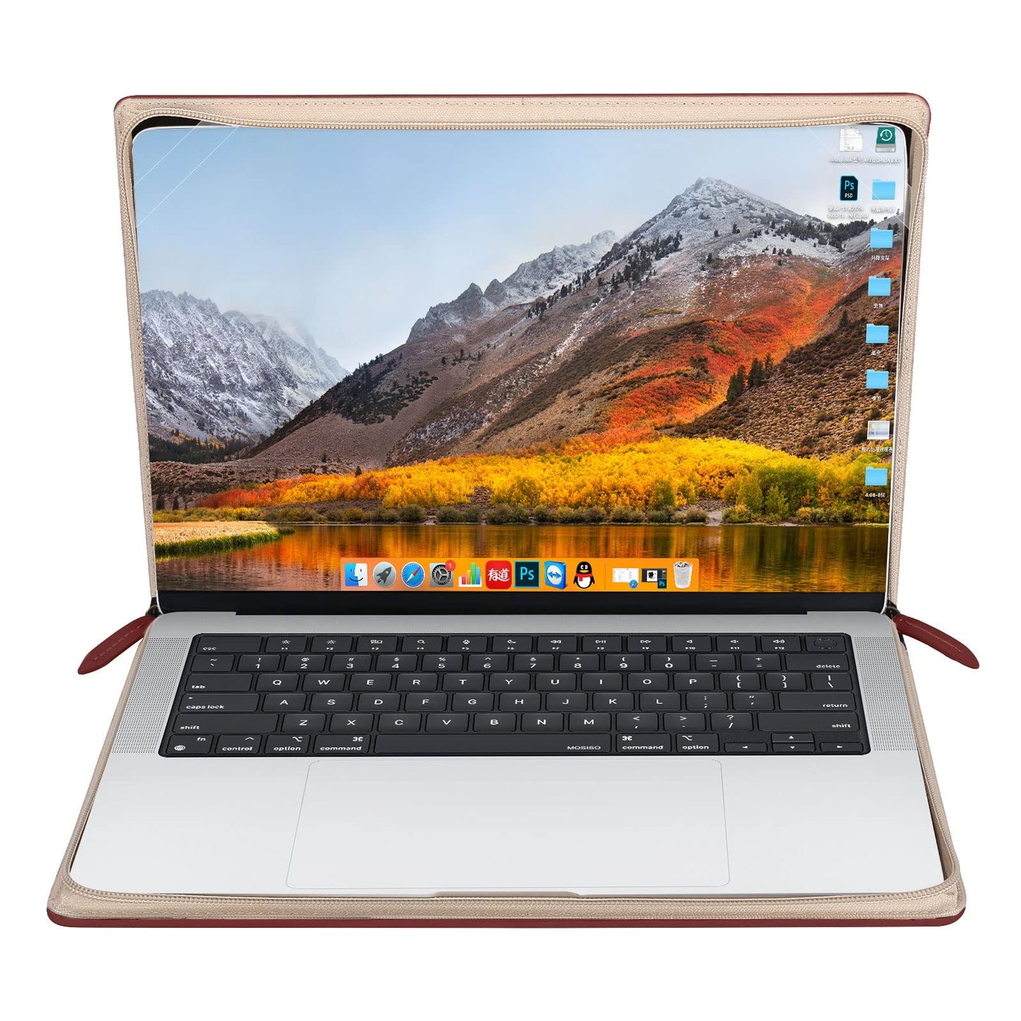 MOSISO Laptop Case, Laptop Sleeve 14 inch Compatible with MacBook Pro 14 inch Pro/Max M5 M4 M3 M2 M1 2026-2021, PU Leather Laptop Sleeve Case Vintage Zippered Protective Case Cover, Wine Red