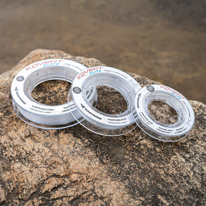 KastKing Kovert Elite 100% Fluorocarbon Fishing Line, Shock Resistant, High Clarity, Low Visibility, Highly Abrasion Resistant, Fast Sinking, Low Stretch, Low Light Refraction, Clear, 4LB, 25Yds