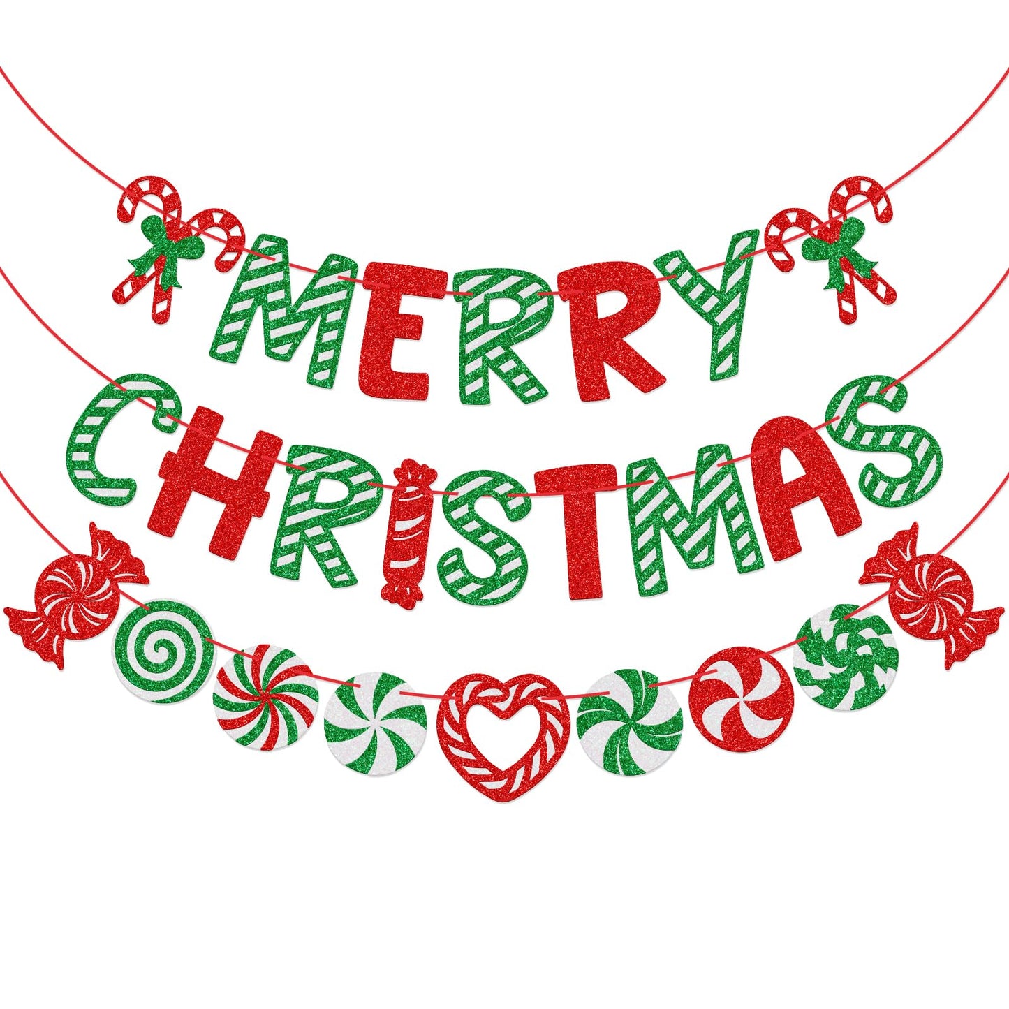 Candycane Christmas Banner, Holiday Party Decorations, Winter Candy Cane Decorations