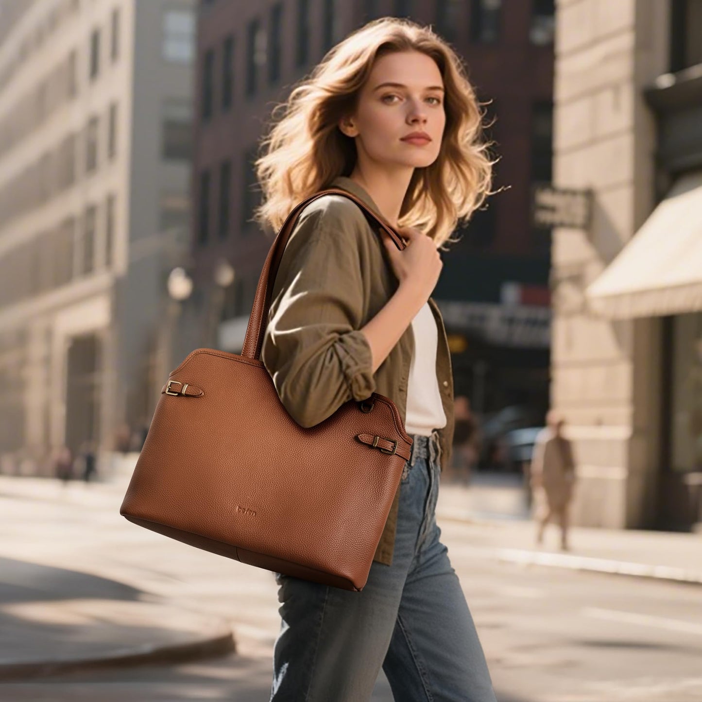 befen Deep Brown Vintage Leather Tote Bag for Women Medium, Soft Satchel Handbag Designer Style Purse