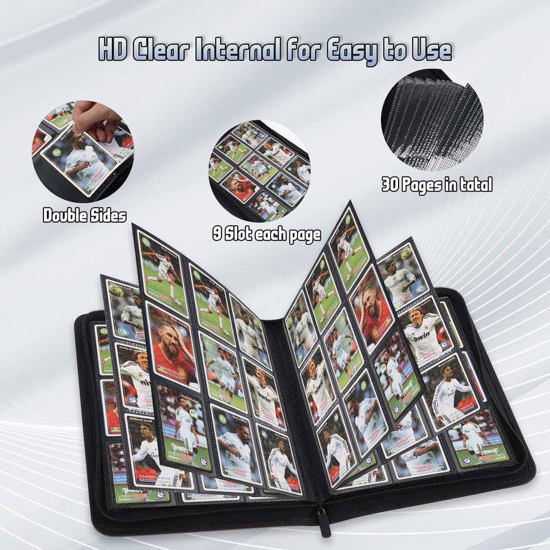 Trading Card Binder, Premium 9 Pocket Double Sided 540 Pocket PU Card Collection Binder, Collectible Trading Card Albums for MTG, TCG, Sport Card, Game Cards (Navy)