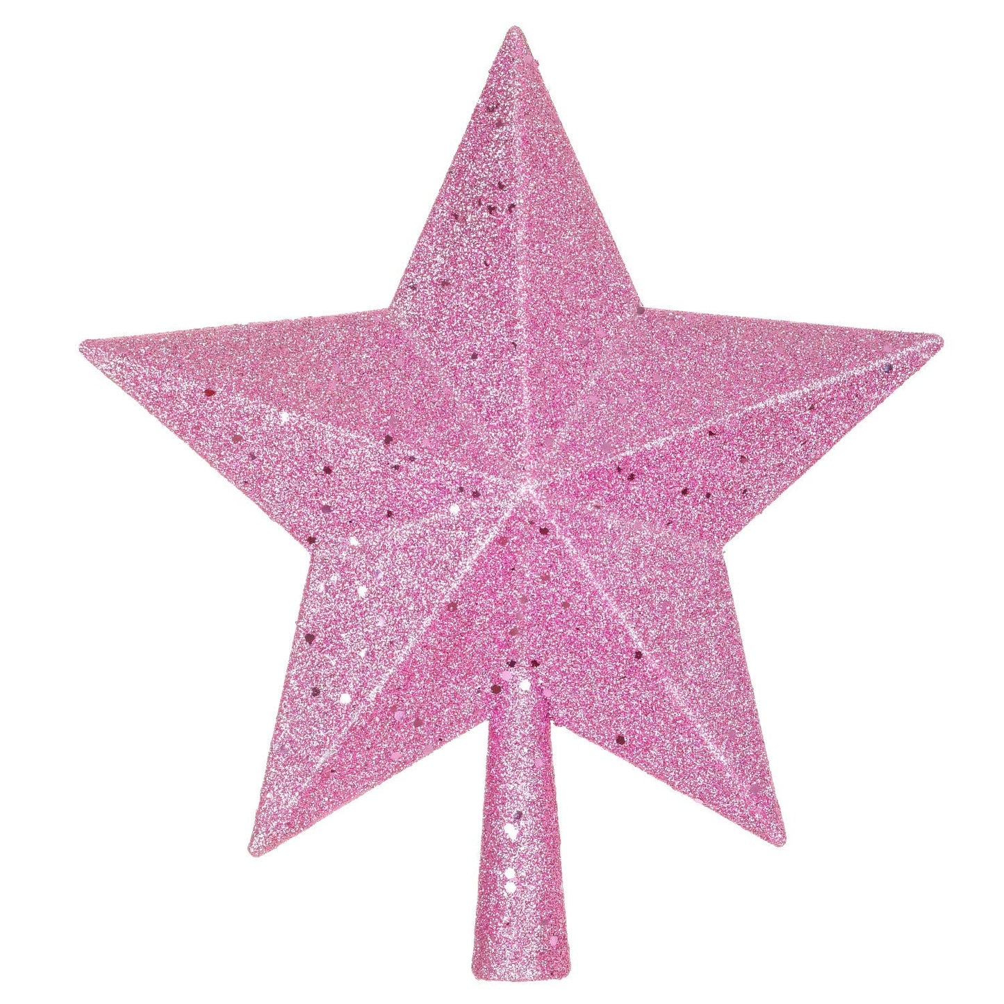 Artiflr 10 Inch Christmas Tree Topper, Pink Star Tree Topper Glittered Christmas Tree Decorations for Indoor Home Décor (Pink)
