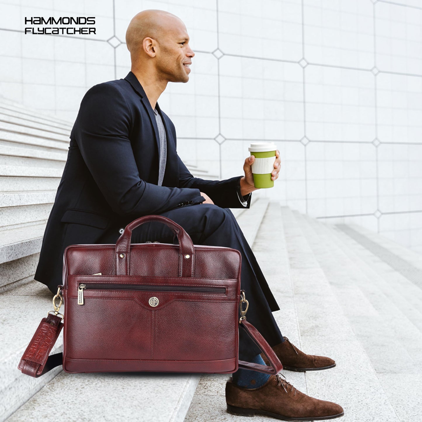 HAMMONDS FLYCATCHER Genuine Leather Executive Formal Office Bag, Shoulder Laptop Messenger Bag for Men, MacBook, Notebook Upto 16 Inch, Handbags with Shoulder Straps, Brown, LB138